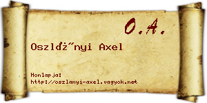 Oszlányi Axel névjegykártya